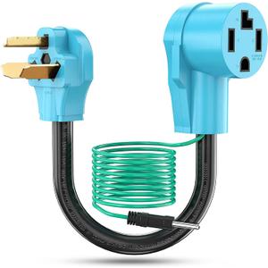 CircleCord Dryer Adapter 4 Prong to 3 Prong, 4P Newer Dryer to 3P Older House, Dryer Convert Cord NEMA 10-30P Plug to 14-30R Receptacle, 220V 30 Amp 10 AWG STW Blue with Safety Ground Wire, ETL Listed