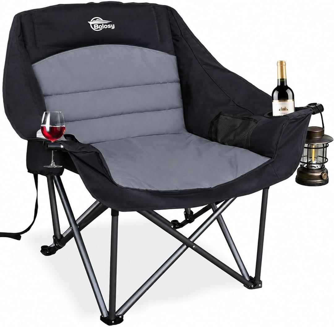 Oversized Camping Chairs for Adults Heavy Duty Folding Padded Lawn Chair, 1 PACK