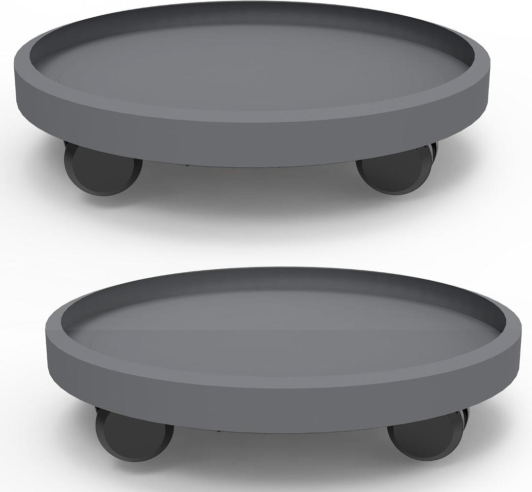 2 Pack of 14 Inch Heavy Duty Plant Caddy with Wheels,Rolling Plant Stand Pot Trolley,Wheeled Planter Saucer Tray,Potted Flower Mover Dolly with Casters Round Coaster for Indoor Outdoor