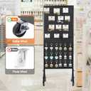Pegboard Display Metal Pegboard Panels Rolling Pegboard Display 23.62" X 68.5" Pegboard Organizer with 30 Hooks for Garage Office Craft Room Retail Stores Vendors Selling Accessories, Black
