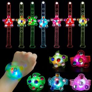 25 Pack LED Light Up Fidget Spinner Bracelets Favors For Kids 4-8 8-12, Glow in The Dark Party Supplies, Birthday Gifts, Treasure Box Toys for Classroom, Carnival Prizes, Pinata Goodie Bags Stuffers