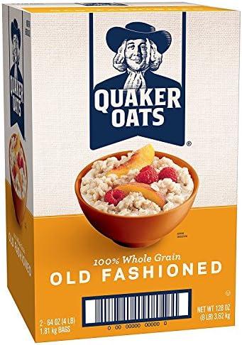 Quaker Old Fashioned Rolled Oats, Non GMO Project Verified, Two 64oz Bags in Box, 90 Servings, 4 Pound (Pack of 2) BB 12/15/26 Quaker Old Fashioned Rolled Oats, Non GMO Project Verified, Two 64oz Bags in Box, 90 Servings, 4 Pound (Pack of 2) BB 12/15/26