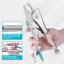 DURATECH 10-Inch Locking Pliers, Premium Cr-V Construction, Curved Jaw Locking Pliers with Wire Cutter, Fit for Clamping Twisting Welding