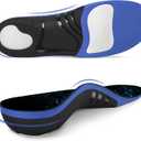 Plantar Fasciitis Insoles, 220+ lbs High Arch Support Inserts, Pain Relief Orthotic Heavy Duty Flat Feet for Men Women, Athletic Work Boot Insoles Standing All Day, Blue - S (S(Men 6.5-8.5/Women 7.5-9.5))