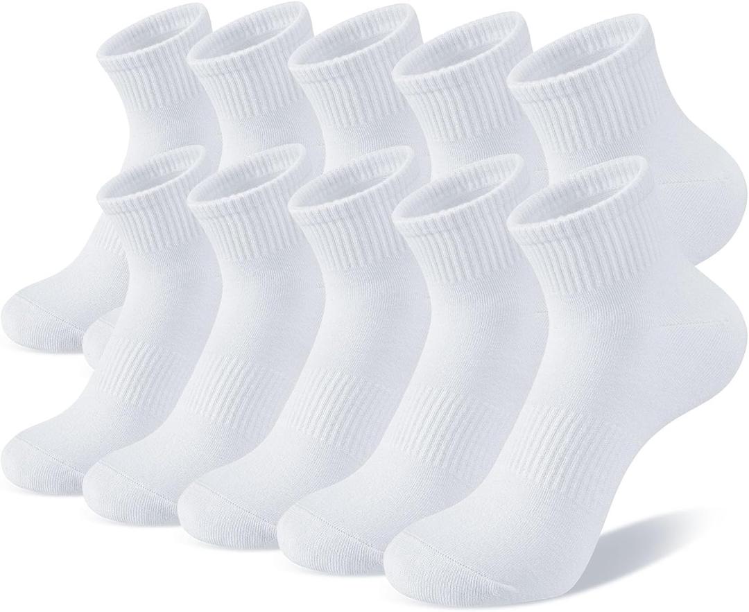 White Ankle Socks for Women: 6/10 Pairs Cotton Running Athletic Socks
