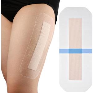 Waterproof Long Surgical Incision Bandages for Knee Replacement Surgery Silicone Adhesive Dressing with Non-Stick Pad Long Hip Wound Care Protector Shower Patches 4"x10" (Pack of 10)