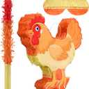 Chicken Piata 3D Chicken Birthday Decoration with a Blindfold and Bat for Kids Girls Boys Gift Holiday Piata Party Baby Shower Supplies