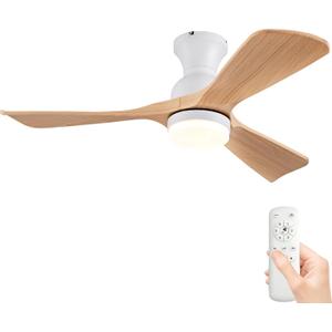 42 inch Flush Mount Ceiling Fans with Lights, Quiet Reversible DC Motor, High Hardness Moisture-Proof Blades, Modern Low Profile Ceiling Fan with Light for Outdoor Indoor Farmhouse