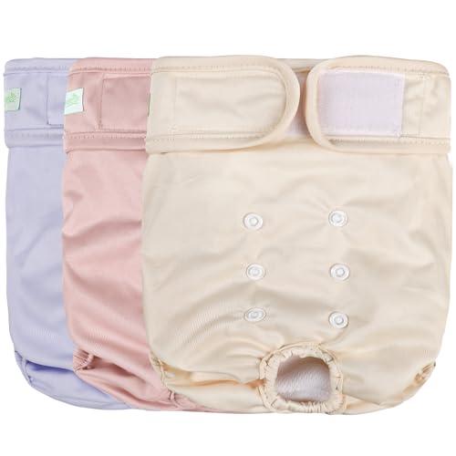 wegreeco Washable Reusable Premium Dog Diapers, Pack of 3, Small Dog Puppy & Doggy Diapers Female, Dog Period Panties Diapers Female in Heat Morandi-3, S