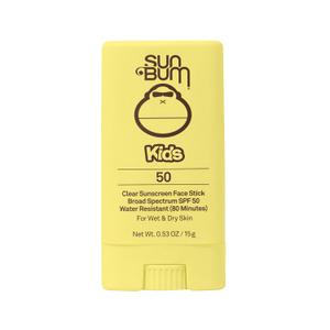Sun Bum Kids SPF 50 Clear Face Stick Sunscreen - Wet or Dry Skin Application Broad Spectrum Sunscreen with Vitamin E - Hawaii 104 Act Compliant (Without Octinoxate & Oxybenzone) - Travel Size 0.53 oz