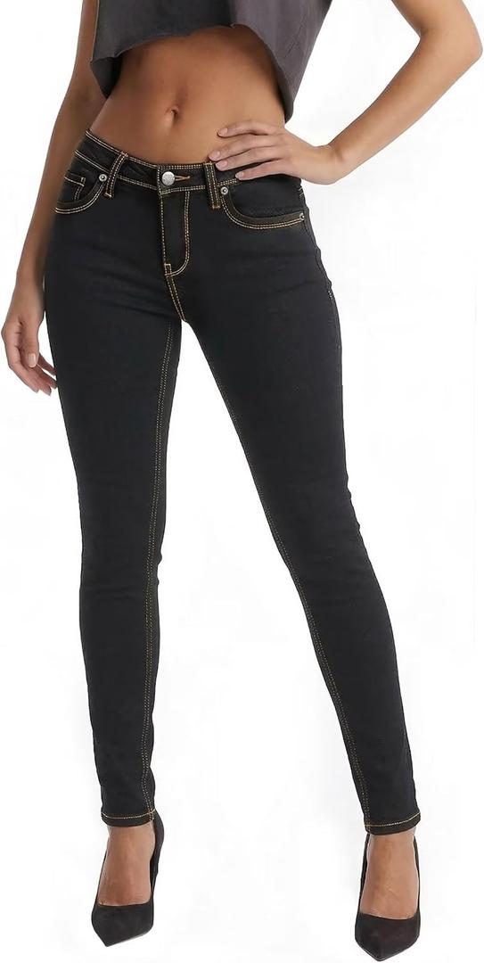 Hybrid & Company Women Ultimate Comfort Flattering Fit Stretch Skinny Jeans (5, Black)