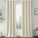 ChrisDowa 100% Blackout Birch Solid Curtains 102 Inches Long 2 Panels for Bedroom Living Room, Farmhouse Room Darkening Thermal Insulated Soundproof Grommet Top Window Treatment Drapes,52x102