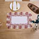 White Dark Red Floral Lace Jacquard Placemats Set of 2 Table Topper Dresser Scarf Place Mats (Dark Red, 14"x20" Set of 2)