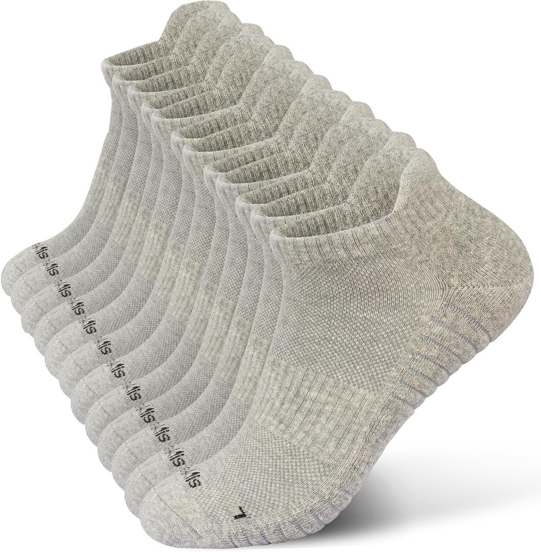 Ankle Athletic Running Sports Low Cut Socks Wicking Arch Support Tab Socks for Men and Women 6 Pairs (Gray, S)