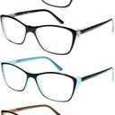 Reading Glasses Women Cute Lightweight Ladies Readers +1.25 Cateye Stylish Cheater Glasses w/Spring Hinges&Cases 4 Pack