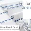 jinchan Linen Striped Kitchen Curtains Tier Cafe Curtains for Living Room Bathroom RV 24 Inch Farmhouse Rustic Half Window Treatment Light Filtering 2 Panels Blue on White
