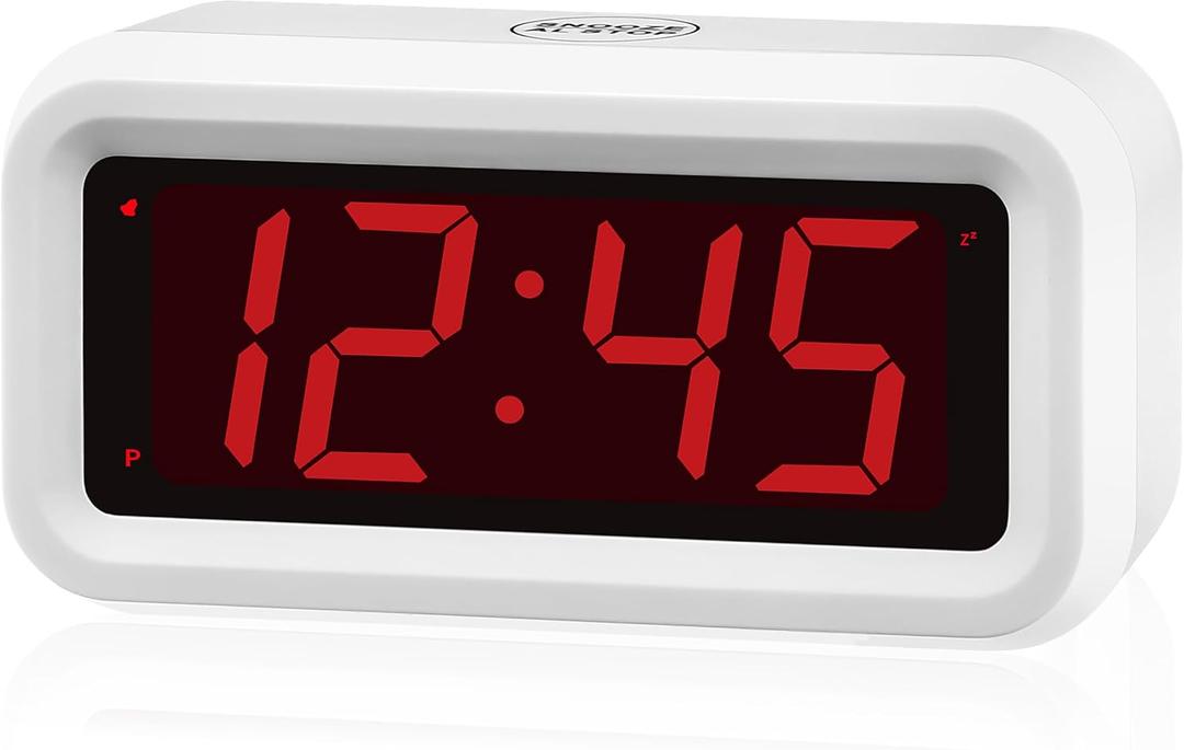 Alarm Clock, Digital Clock, Auto Night-Mode, 3-Level Led Brightness, Battery Powered, 12/ 24Hr, 1.2'' Red Digits Display, Simple Alarm Clock for Kids Adults Girls Boys, Easy to Set, Easy to Read