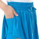 Girls Flowy Shorts with Spandex Liner, 2 in 1 Butterfly Shorts for Teen Girls with Pockets for Sports, Running, Athletic, Sky Blue, 12-14 Years