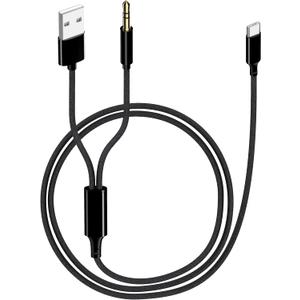 sunshot USB C to Aux Cord, USB C to 3.5mm Audio Aux Jack and USB Charging Cable, Headphone Stereo Cord, Compatible with iPhone 15 16 Pro Max Plus, iPad Pro, Galaxy S23 S22 S21 S20 Ultra, Pixel, 4Ft