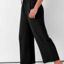 ANRABESS Women Wide Leg Capri Pants Summer Palazzo High Waisted Casual Loose Lounge Flowy Cropped Beach Trousers Work Outfits XL