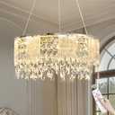 Kaiyuan 20 inch Chrome Crystal Chandelier, Modern LED Chandelier, 3CCT Dimmable Pendant Light Fixture for Dining Room Kitchen Bedroom Entranway Hallway
