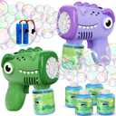Toys for Ages 3-8 Boys Girls: Yunaking 2 Pack Bubble Machine Gun for Kids Rechargeable with Bubble Solutions, Kids Toys Gifts for 3 4 5 6 7 8 Years Old Boy Girl Birthday Toy for Kid Toddlers Ages 4-6 (2pcs-dark Green+purple)
