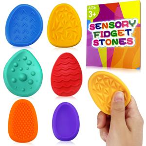 Fidget Classroom Must Have Sensory Toys for Kid Adult 6PC Worry Stone Autism ADHD Christmas Stocking Stuffers School Teacher Counselor Special Education Need Calm Down Quiet Stress Item Anxiety Relief
