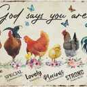 Vintage Metal Tin Sign 8"x12" for Chickens God Says You are Gifts Aluminum Tin Sign Yard Signs Halloween Christmas Decor for Cafe Bar Bedroom Home