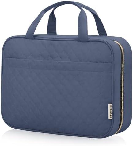 HXLGMD Travel Size Toiletry Bag for Women, Portable Cosmetic Bag with Hanging Hook, Travel Essentials Water-resistant Makeup Organizer for Accessories, Shampoo, Full-size Container, Toiletries