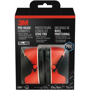 3M Pro-Grade Earmuff, Noise Reduction Rating (NRR) 30 dB, Lightweight & Adjustable Ear Muffs, Reduce Pressure Points For All-Day Comfort, Steel Wire Headband With Rubber Overmold Design (90565-4DC-PS)
