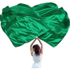 Jetec 2 Pcs 74"x55" Worship Flags for Dance Church Praise Dance Flag with Flexible Rod Semicircle Angel Wing for Outdoor Stage Performance Religious Activities(Green,Solid Color)