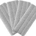 BOSHENG Flat Mop Pads, Reusable Mop Cleaning Refills, Microfiber Pads for BOSHENG Flat Mop or Mop Bucket System, Pack of 4 Washable 13-Inch Mop Heads - Grey