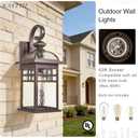 Outdoor Wall Lights 22 Inch Porch Lights Outdoor with Water Ripple Glass Shade ORB Finish Exterior Lighting Fixtures for Front Door Garage Entryway E26 Socket Waterproof