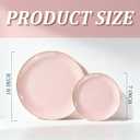 bUCLA 200PCS Pink Plastic Plates - Heavy Duty Pink Disposable with Gold Rim - Include 100 Each (10 inch Dinner & 7 inch Dessert) Plates, Ideal for Party, Wedding & Mother's Day
