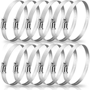 Twdrer 4 Inch 304 Stainless Steel Adjustable Hose Clamp, Worm Gear Duct Clamp Pipe Clamp 91mm-114mm for Plumbing, Automotive, Dryer Vent, Mechanical Applications (12)