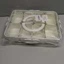 Amzcku Divided Serving Tray with Lid and Handle - Snackle Box Charcuterie Container for Portable Snack Platters - Clear Organizer for Candy, Fruits, Nuts, Snacks - Perfect for Party, Entertaining (1 pack 8 Compartments)