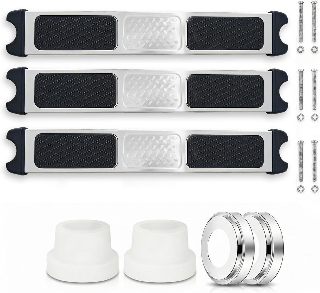 3 Pack 20 Inch Stainless Steel Pool Ladder Steps Replacement Fits for 1.5 Inch Pool Ladder, Non Slip Swimming Pool Ladder Rung with Bolts & Escutcheon & Bumpers for Inground and Above Ground Pools