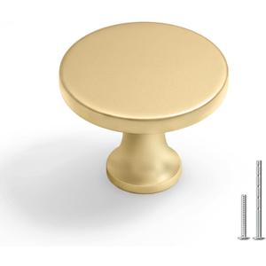 Goldenwarm 10Pack Gold Knobs for Dresser, Gold Cabinet Knobs Matte Gold Dresser Drawers Round Brass Kitchen Cabinet Handles