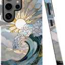 Case for Samsung Galaxy S23 Ultra,Ocean Waves Sunrise Phone Case Drop Resistant Glossy 2 in 1 Solid Dual-Layer Cover for Girl Women