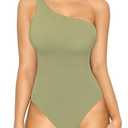 MANGOPOP Women's One Shoulder Tank Top Bodysuit Sexy Sleeveless Backless Body Suits Off Shoulder Going Out Tops, XL