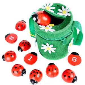 Counting Ladybugs - Montessori Wooden Counting Toy for Girls 3 4 5 Year Old - Ladybug Learning Toys for Toddlers - Preschool Kids Toys for Number Matching, Sorting & Fine Motor Skills - Lady Bug Gifts