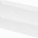 VUWEZ 2 Pack Plastic Plant Tray Saucer - Rectangular 24 inch, Indoors/Outdoors, Drip Tray for Flower Pot, Windowsill (8 X 24'', Cream White)
