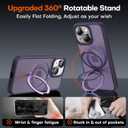 2024 New Upgrade 360 Spin Titanium Magnetic Stand for iPhone 13 Case [16FT Military Grade Shockproof] [Fit for MagSafe] Matte Translucent Slim Kickstand iPhone 13 Phone Cover 6.1'', Purple