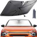 Lamicall Car Windshield Sunshade Umbrella - Foldable Car Windshield Sun Shade Cover, 5 Layers UV Block Coating, 52"x31" Front Window Heat Insulation Protection, for Auto Sedan, SUV Windshield