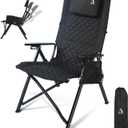 Aluminum Reclining Camping Chair, Heavy Duty Folding Lawn Chairs with 4-Stage Adjustable High Back for Adults, Compact Foldable Outdoor Patio Reclining Chair (Black, 1 Pack)
