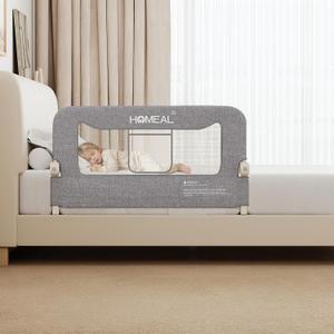 HOMEAL Bed Rail for Toddlers, 32in Foldable Baby Bed Rail Guard, Toddler Bed Rails with U-Shape Base, Breathable Mesh Bed Rail for Twin, Full, Queen, King Beds, Bed Rail for Baby, Grey