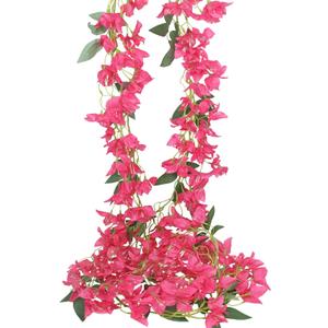 2Pcs Bougainvillea Artificial Hanging Flowers Plants for Outdoors Fake Silk Bougainvillea Vines Rose Red Artificial Flowers Garland UV Resistant Faux Flowers for Planter Porch Arch Table Decor
