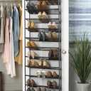 Whitmor 36 Pair Over the Door Shoe Organizer, 12 Tier Hanging Shoe Organizer, Heavy Duty Metal & Mesh Shoe Holder, Hanging Shoe Rack for Closet Storage, 69"L x 21.7"W x 7.5"H, Gunmetal Gray