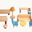 AVDAR Wooden Dollhouse Furniture and Accessories Set, 18 Pcs Miniature Doll House Furniture with Wood Dolls for Bedroom/Living Room/Dining Room Pretend Play Furniture Toys for Kids Boys Girls Age 3+