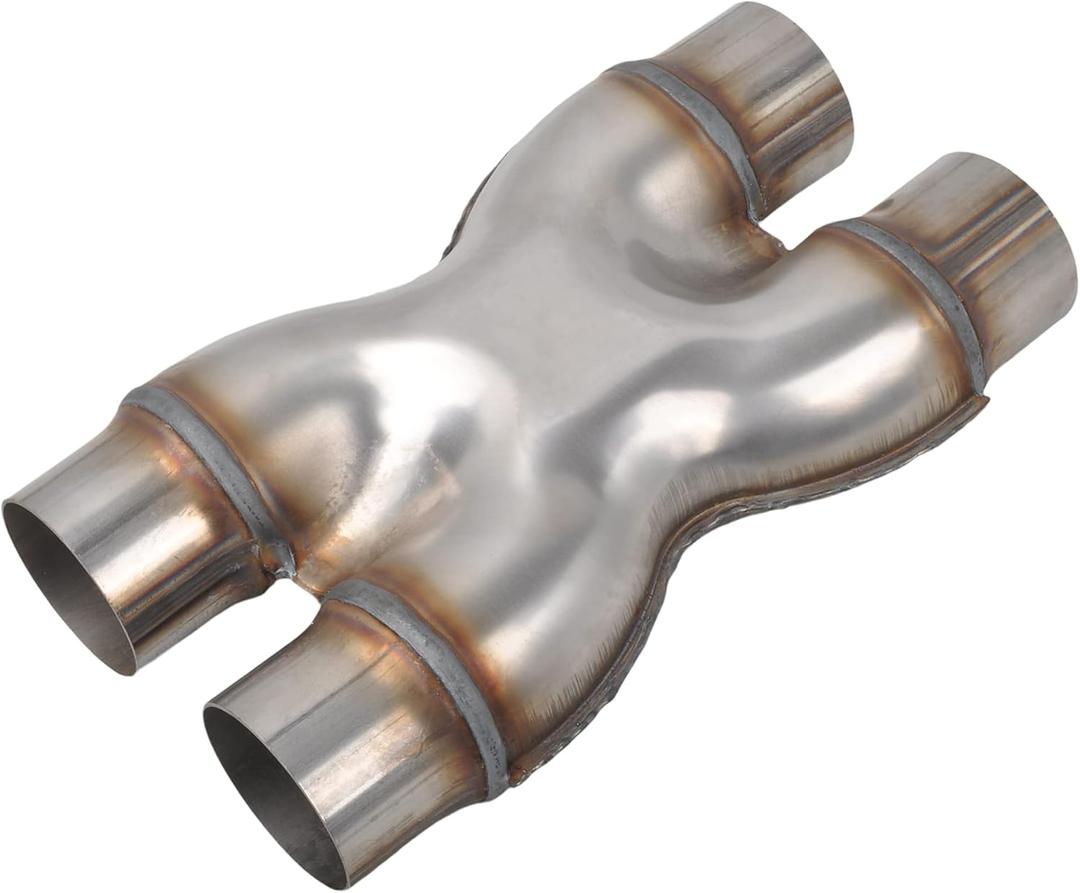 T409 Stainless Steel X Pipe 2.5'' Inch ID Dual to 2.5'' Inch ID Dual Stamped Exhaust Adapter Connector, Crossover X-Pipe,Overall Length: Approx. 12", Universal